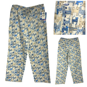 Vintage Y2K New Old Navy Just Bottoms Sz S Kitty Cat Print PJ Pajama Pants NWT